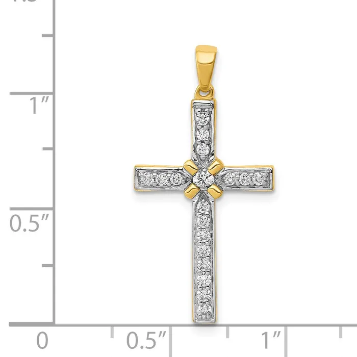 TreasureFineJewelers 14k 13ct Diamond Cross Pendant Necklaces