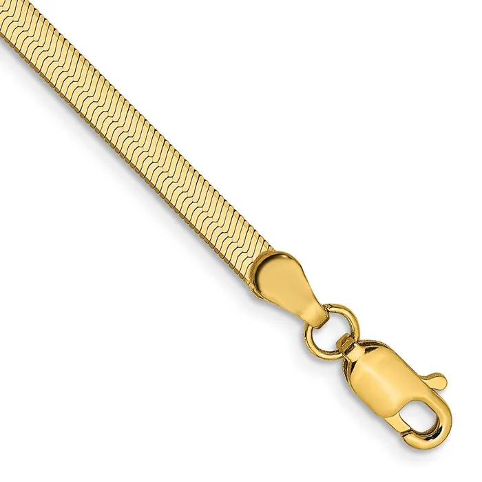 TreasureFineJewelers 14K 7 inch 3mm Silky Herringbone with Lobster Clasp Bracelet Bracelets TreasureFineJewelers 14K 7 inch 3mm Silky Herringbone with Lobster Clasp Bracelet Bracelets