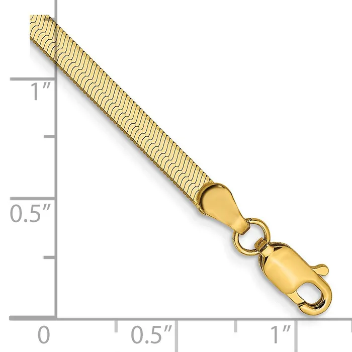TreasureFineJewelers 14K 7 inch 3mm Silky Herringbone with Lobster Clasp Bracelet Bracelets