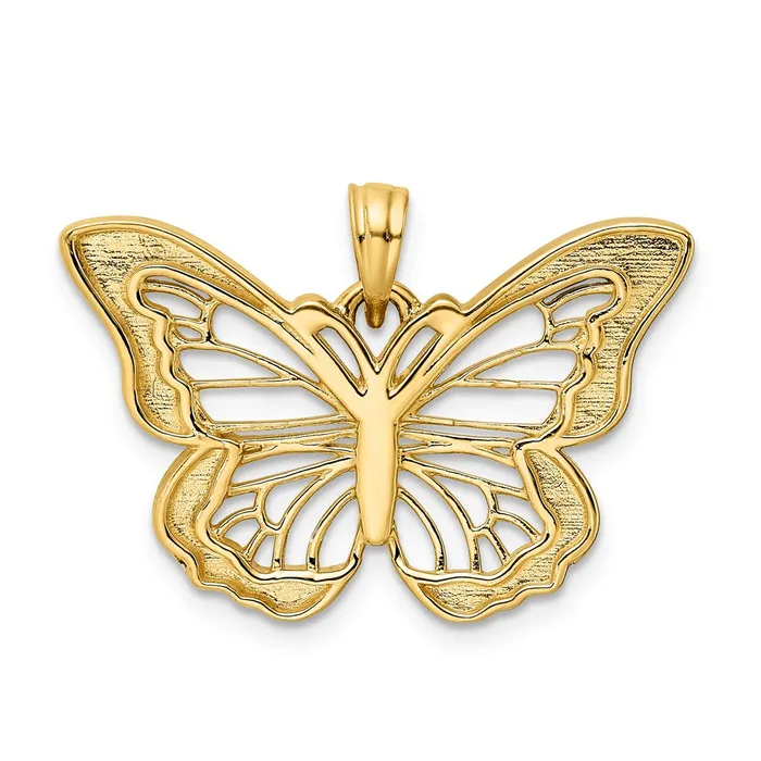 TreasureFineJewelers 14k and White Rhodium Diamondcut Butterfly Pendant Necklaces