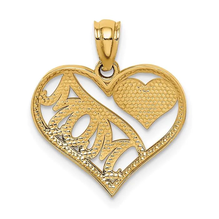 TreasureFineJewelers 14k Polished MOM and Heart In Heart Pendant Necklaces