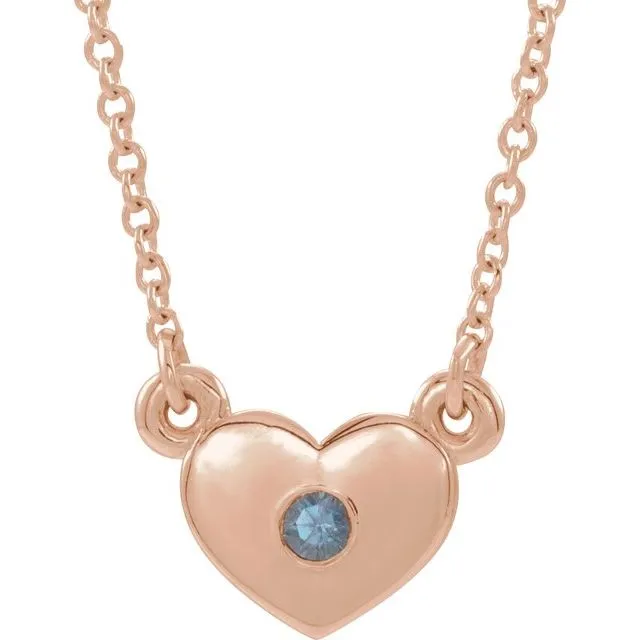 TreasureFineJewelers 14K Rose Alexandrite Heart 16 Necklace Necklaces