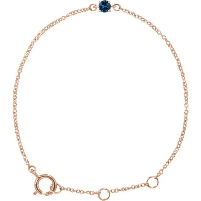 TreasureFineJewelers 14K Rose Imitation Blue Sapphire Youth Birthstone 4 125 12 Bracelet Bracelets