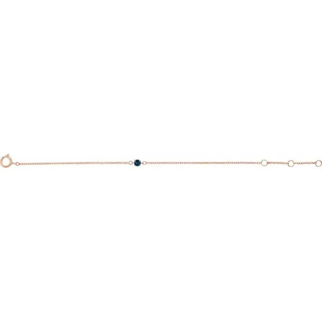 TreasureFineJewelers 14K Rose Imitation Blue Sapphire Youth Birthstone 4 125 12 Bracelet Bracelets