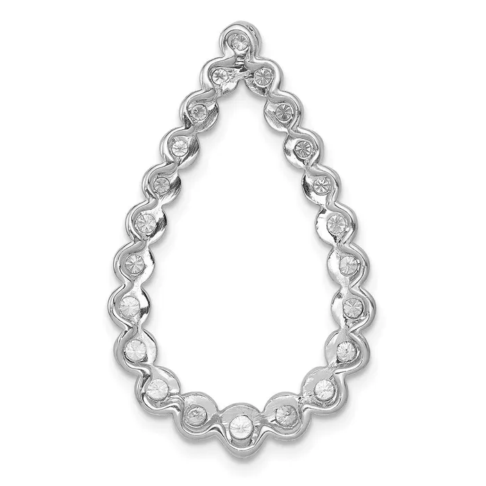 TreasureFineJewelers 14k White Gold 12ct Diamond Teardrop Chain Slide Necklaces