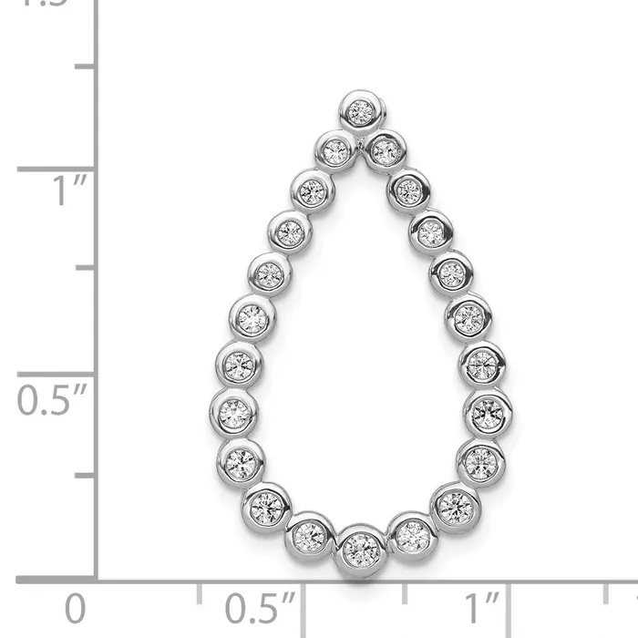 TreasureFineJewelers 14k White Gold 12ct Diamond Teardrop Chain Slide Necklaces