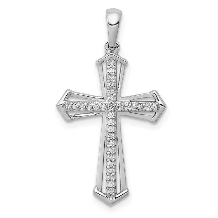 TreasureFineJewelers 14k White Gold 18ct Diamond Passion Cross Pendant Necklaces TreasureFineJewelers 14k White Gold 18ct Diamond Passion Cross Pendant Necklaces