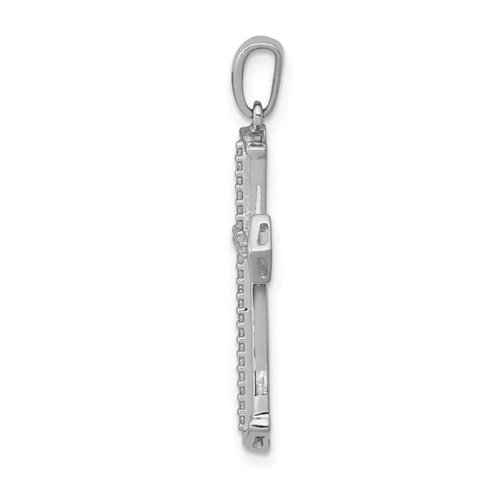 TreasureFineJewelers 14k White Gold 18ct Diamond Passion Cross Pendant Necklaces