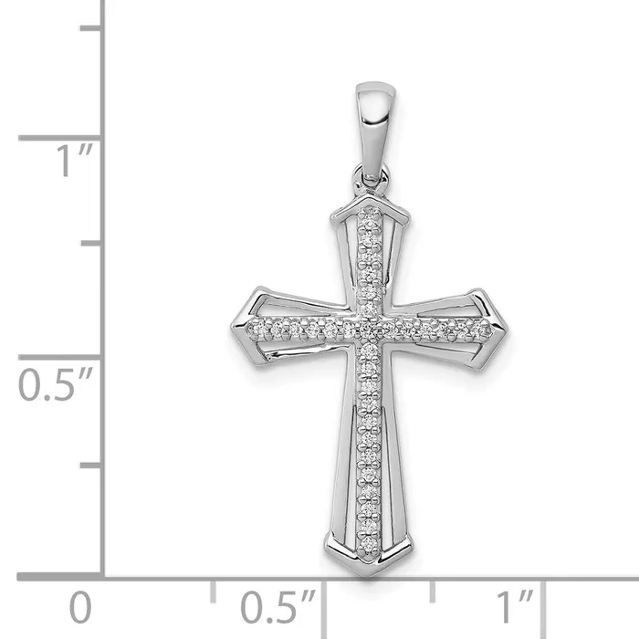 TreasureFineJewelers 14k White Gold 18ct Diamond Passion Cross Pendant Necklaces