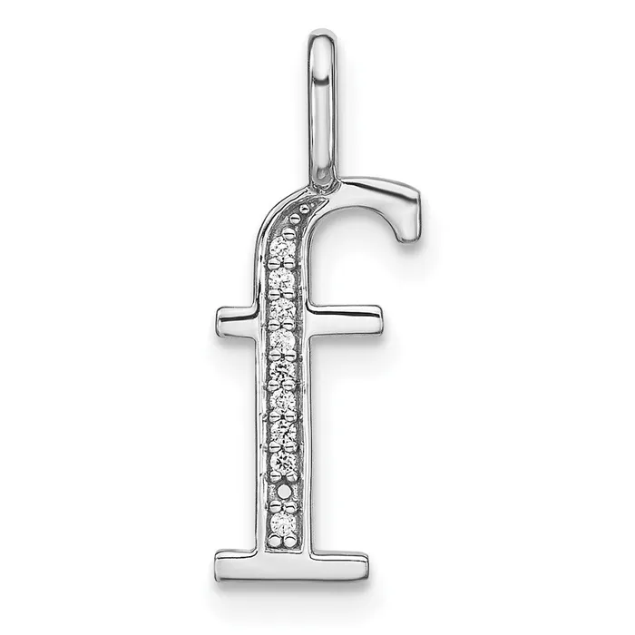 TreasureFineJewelers 14K White Gold Diamond Lower Case Letter F Initial Pendant Necklaces TreasureFineJewelers 14K White Gold Diamond Lower Case Letter F Initial Pendant Necklaces