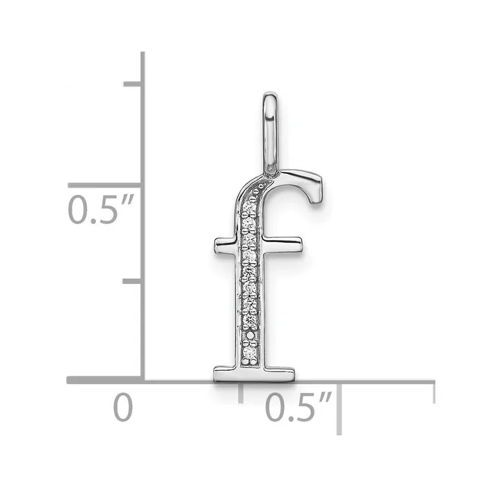 TreasureFineJewelers 14K White Gold Diamond Lower Case Letter F Initial Pendant Necklaces
