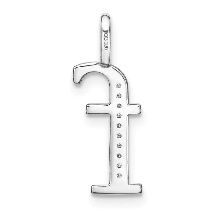 TreasureFineJewelers 14K White Gold Diamond Lower Case Letter F Initial Pendant Necklaces