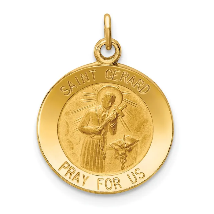 TreasureFineJewelers 14k Yellow Gold Saint Gerard Medal Charm Charm Necklaces