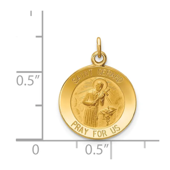 TreasureFineJewelers 14k Yellow Gold Saint Gerard Medal Charm Charm Necklaces