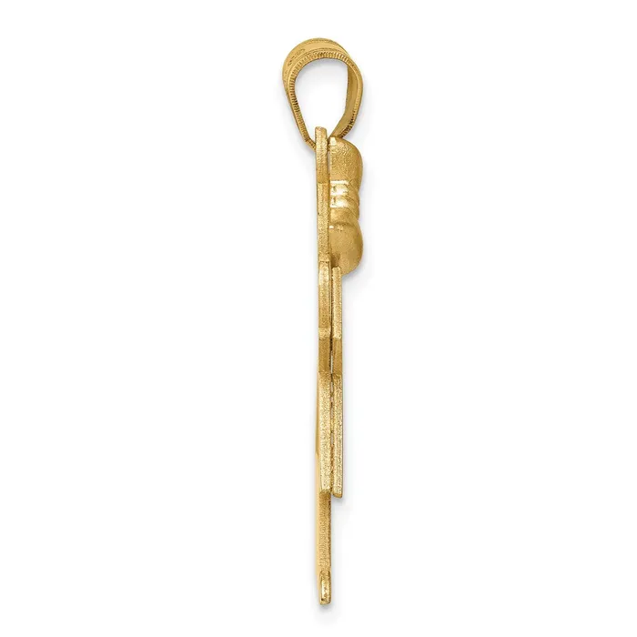 TreasureFineJewelers 14k Yellow Gold Solid Engravable Girl with Bow on Left Charm Charm Necklaces