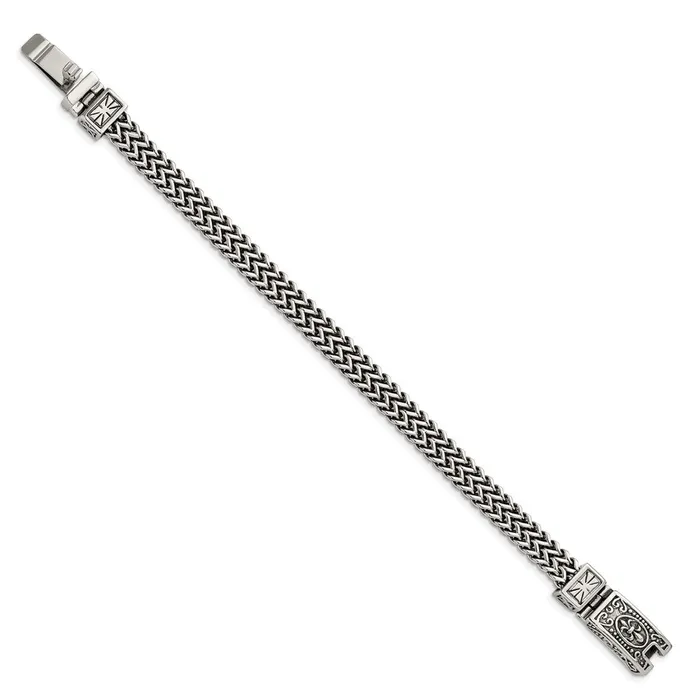 TreasureFineJewelers Bracelets Chisel Stainless Steel Antiqued and Polished 85 inch 2Strand Franco Link Bracelet