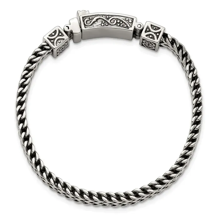TreasureFineJewelers Bracelets Chisel Stainless Steel Antiqued and Polished 85 inch 2Strand Franco Link Bracelet