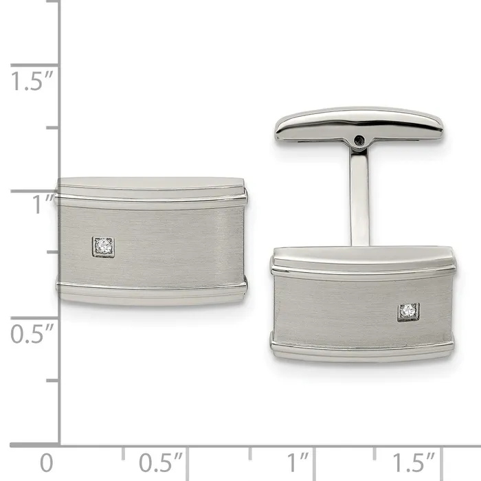 TreasureFineJewelers Bracelets Chisel Stainless Steel Brushed and Polished CZ Cufflinks