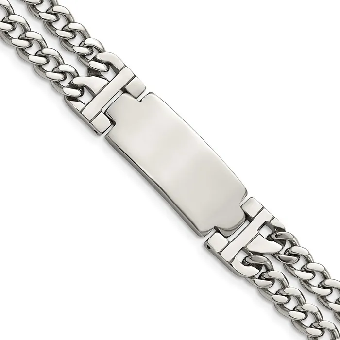 TreasureFineJewelers Bracelets Chisel Stainless Steel Polished 2 Strand Curb Chain 775 inch with 5 inch extension ID Bracelet TreasureFineJewelers Bracelets Chisel Stainless Steel Polished 2 Strand Curb Chain 775 inch with 5 inch extension ID Bracelet