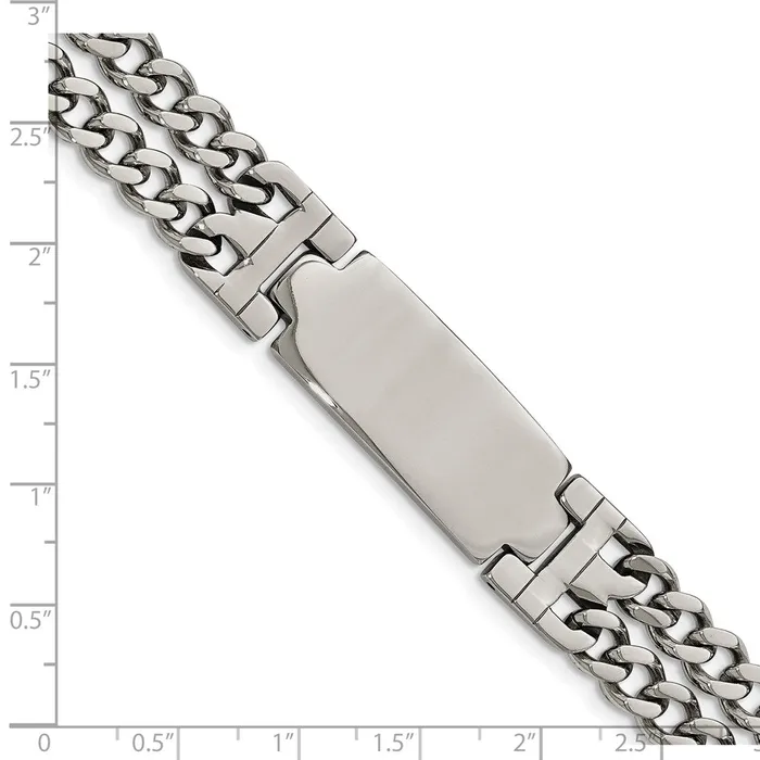 TreasureFineJewelers Bracelets Chisel Stainless Steel Polished 2 Strand Curb Chain 775 inch with 5 inch extension ID Bracelet
