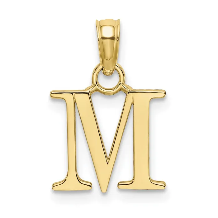 TreasureFineJewelers Charm Necklaces 10k Yellow Gold Polished M Block Initial Charm TreasureFineJewelers Charm Necklaces 10k Yellow Gold Polished M Block Initial Charm