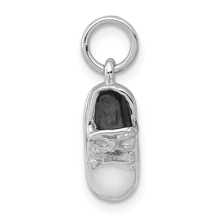 TreasureFineJewelers Charm Necklaces 14k 3D White Gold Baby Shoe Charm