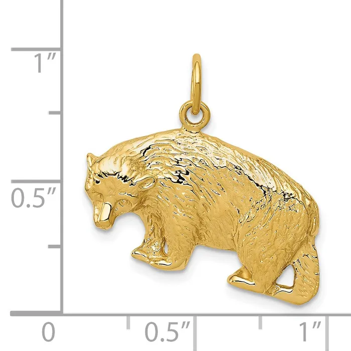 TreasureFineJewelers Charm Necklaces 14k Bear Charm