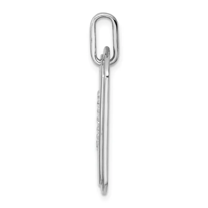 TreasureFineJewelers Charm Necklaces 14K White Gold Diamond Initial O Dog Tag Charm
