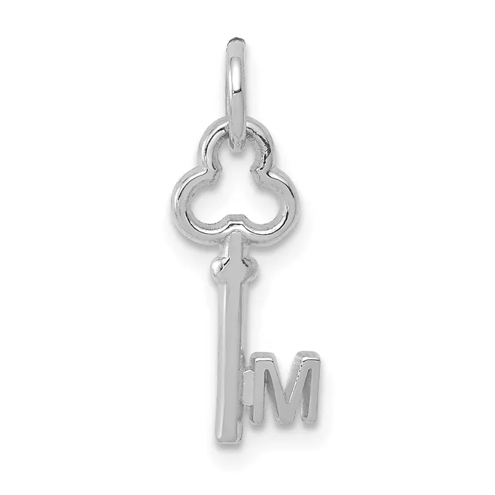 TreasureFineJewelers Charm Necklaces 14K White Gold Key Letter M Initial Charm TreasureFineJewelers Charm Necklaces 14K White Gold Key Letter M Initial Charm