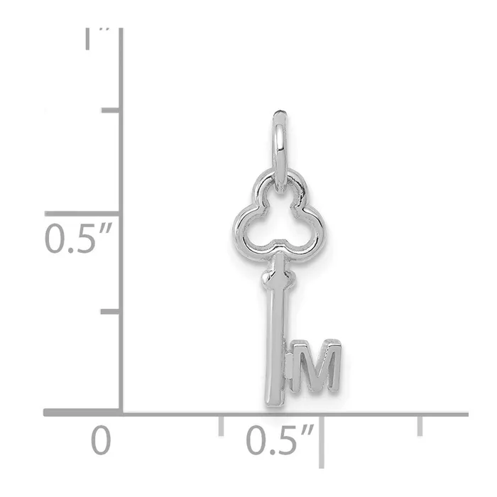 TreasureFineJewelers Charm Necklaces 14K White Gold Key Letter M Initial Charm