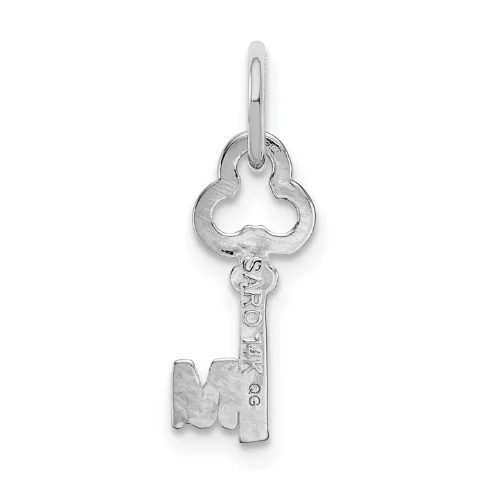 TreasureFineJewelers Charm Necklaces 14K White Gold Key Letter M Initial Charm