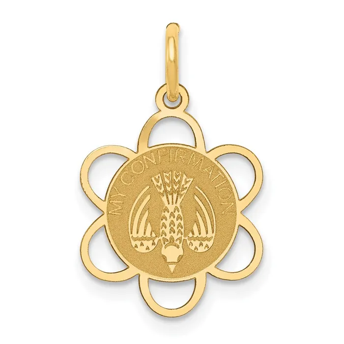 TreasureFineJewelers Charm Necklaces 14k Yellow Gold My Confirmation Charm
