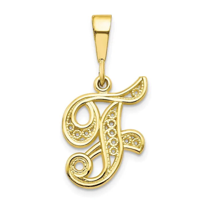 TreasureFineJewelers Necklaces 10k Yellow Gold Initial F Pendant
