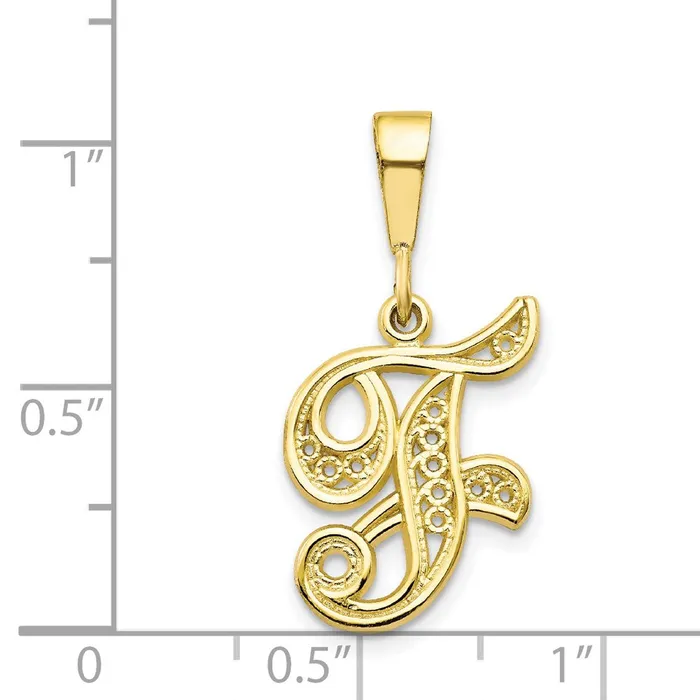 TreasureFineJewelers Necklaces 10k Yellow Gold Initial F Pendant