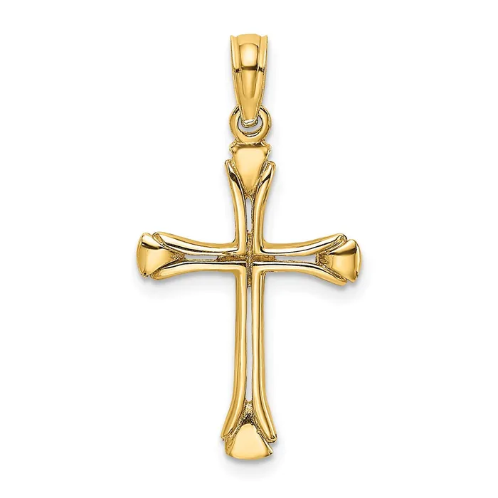 TreasureFineJewelers Necklaces 14K Polished Beveled Cutout Cross Pendant TreasureFineJewelers Necklaces 14K Polished Beveled Cutout Cross Pendant