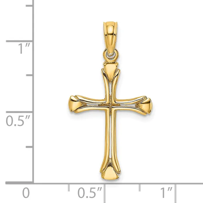 TreasureFineJewelers Necklaces 14K Polished Beveled Cutout Cross Pendant