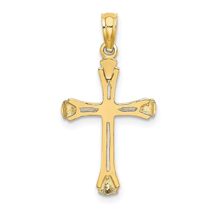 TreasureFineJewelers Necklaces 14K Polished Beveled Cutout Cross Pendant