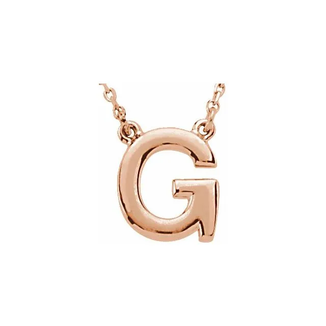TreasureFineJewelers Necklaces 14K Rose Block Initial G 16 Necklace