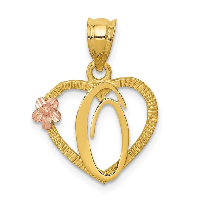 TreasureFineJewelers Necklaces 14k TwoTone Heart Letter O Initial Pendant TreasureFineJewelers Necklaces 14k TwoTone Heart Letter O Initial Pendant