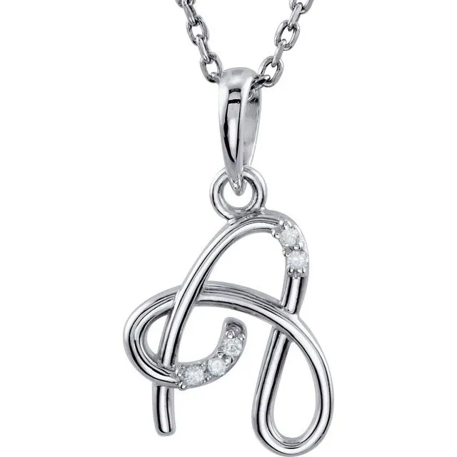 TreasureFineJewelers Necklaces 14K White Gold 02 CTW Diamond Initial A 18 Necklace TreasureFineJewelers Necklaces 14K White Gold 02 CTW Diamond Initial A 18 Necklace