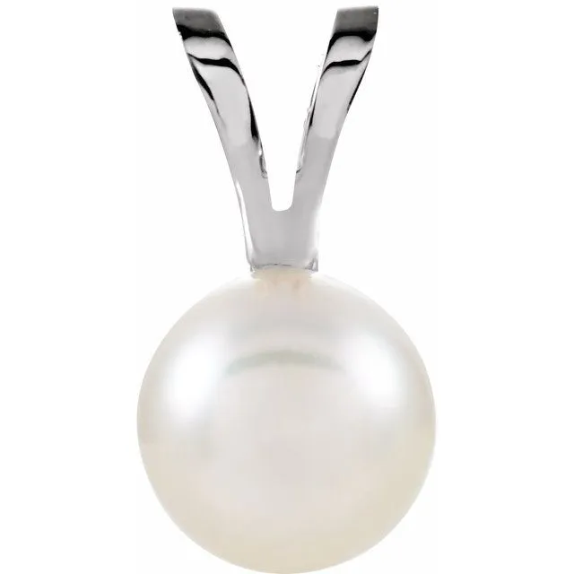 TreasureFineJewelers Necklaces 14K White Gold Akoya Cultured Pearl Pendant TreasureFineJewelers Necklaces 14K White Gold Akoya Cultured Pearl Pendant