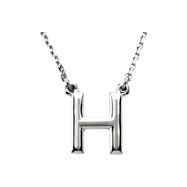 TreasureFineJewelers Necklaces 14K White Gold Block Initial H 16 Necklace TreasureFineJewelers Necklaces 14K White Gold Block Initial H 16 Necklace