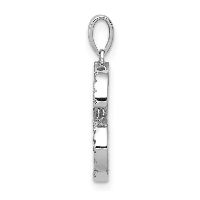 TreasureFineJewelers Necklaces 14K White Gold Diamond Letter S Initial Pendant