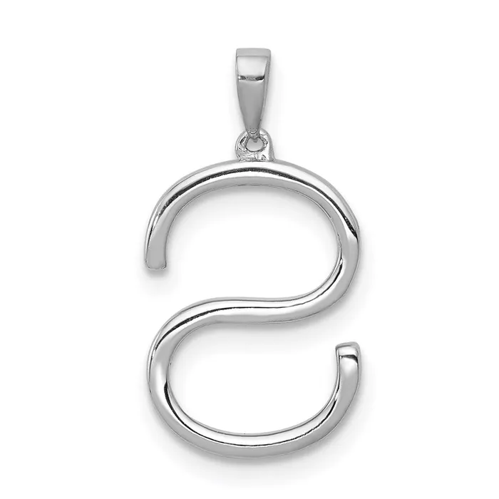 TreasureFineJewelers Necklaces 14K White Gold Diamond Letter S Initial Pendant