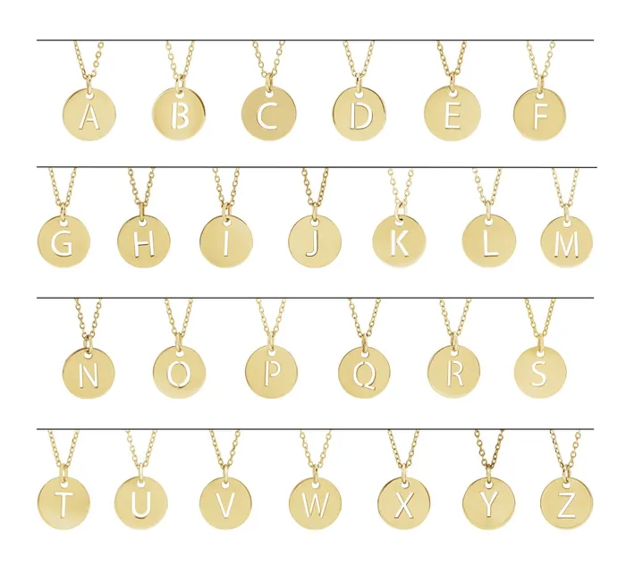 TreasureFineJewelers Necklaces 14K White Gold Initial W 10 mm Disc Pendant