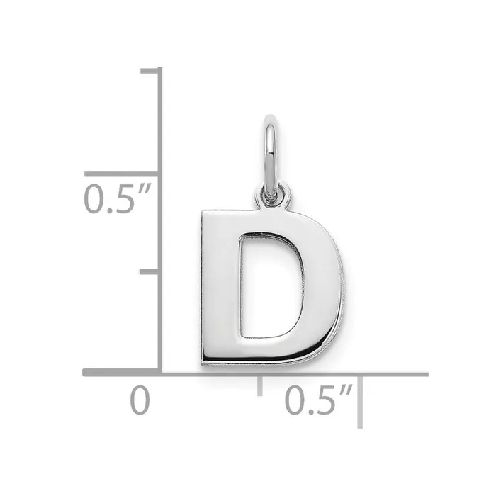 TreasureFineJewelers Necklaces 14k White Gold Letter D Initial Pendant