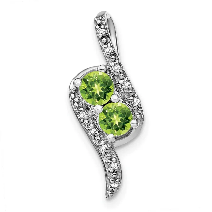 TreasureFineJewelers Necklaces 14k White Gold Peridot and Diamond Chain Slide TreasureFineJewelers Necklaces 14k White Gold Peridot and Diamond Chain Slide