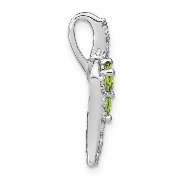 TreasureFineJewelers Necklaces 14k White Gold Peridot and Diamond Chain Slide