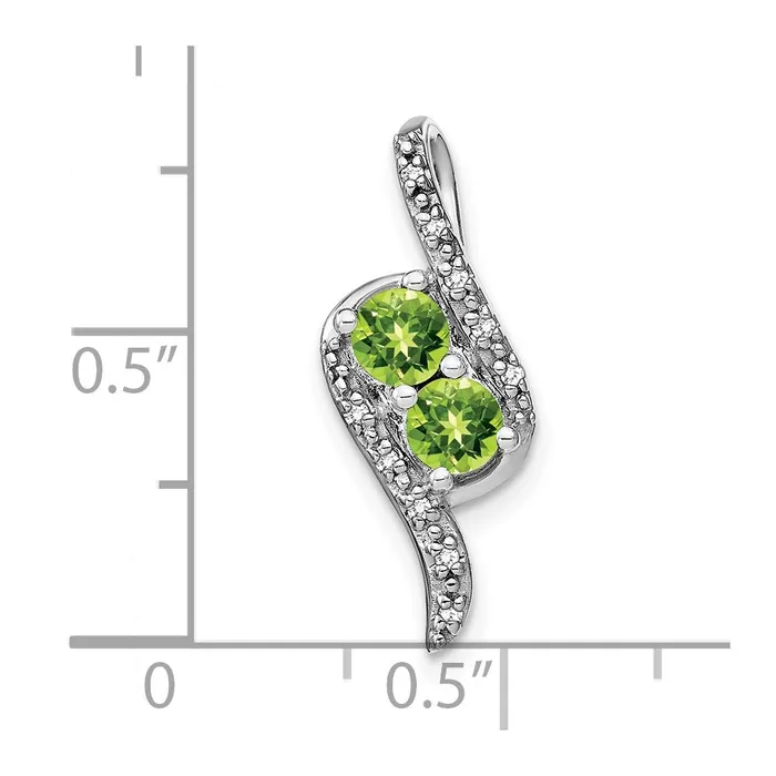 TreasureFineJewelers Necklaces 14k White Gold Peridot and Diamond Chain Slide