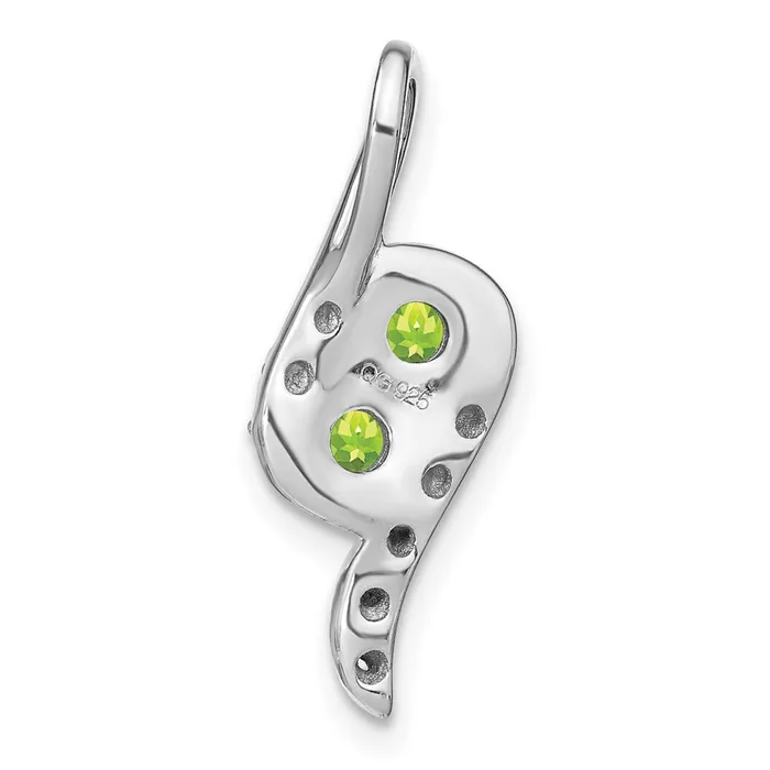 TreasureFineJewelers Necklaces 14k White Gold Peridot and Diamond Chain Slide